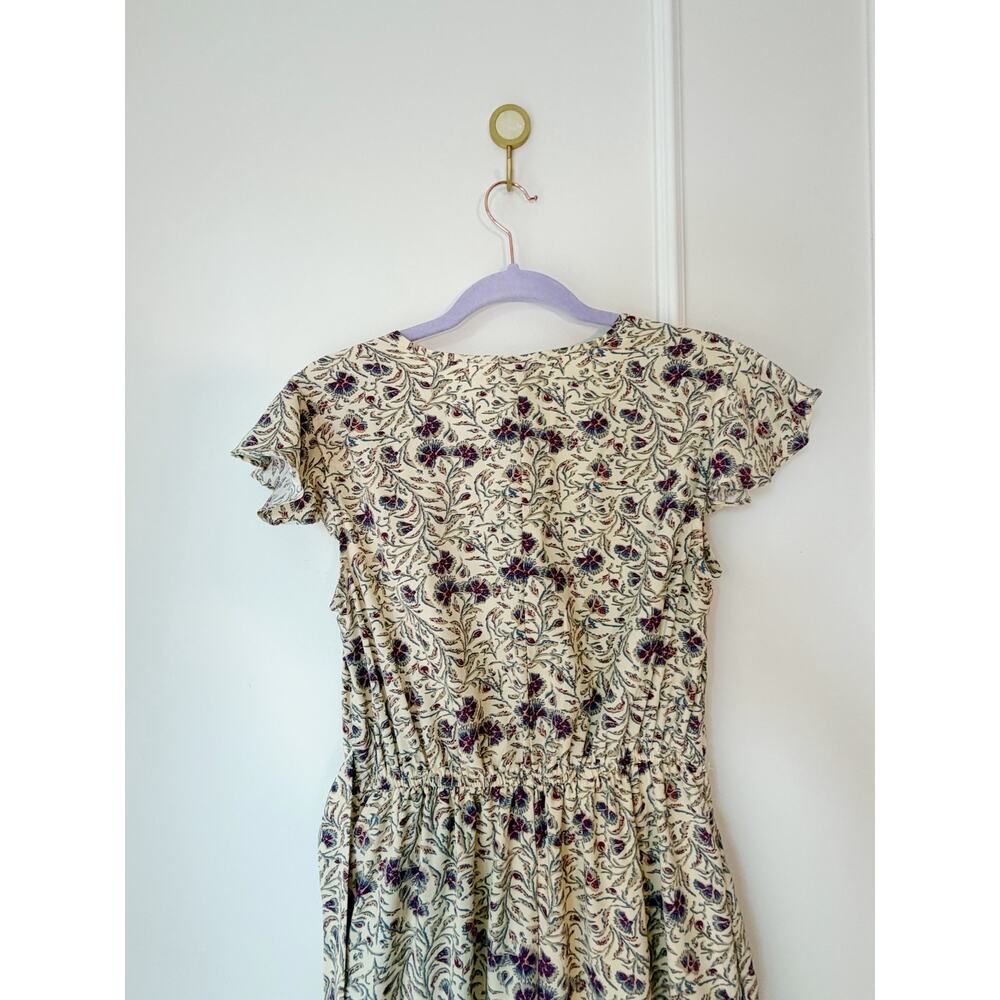 White Ruffled Floral Faux Wrap Dress Size Small - Picture 5 of 9